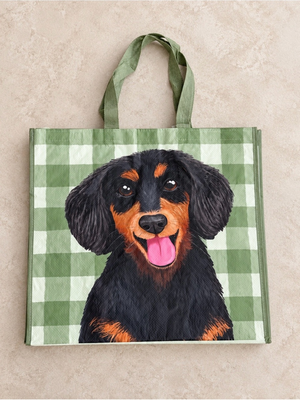 Dachshund print reusable tote bag
